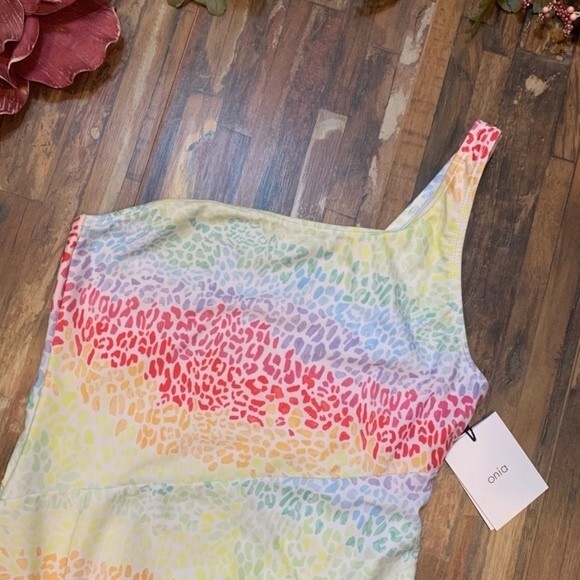 ONIA NWT Rainbow Leopard One Shoulder Bathing Suit L - Picture 2 of 10